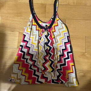 Diane Von Furstenberg MARLETTE Silk V Neck  Blouse Chevron Print  Size 0